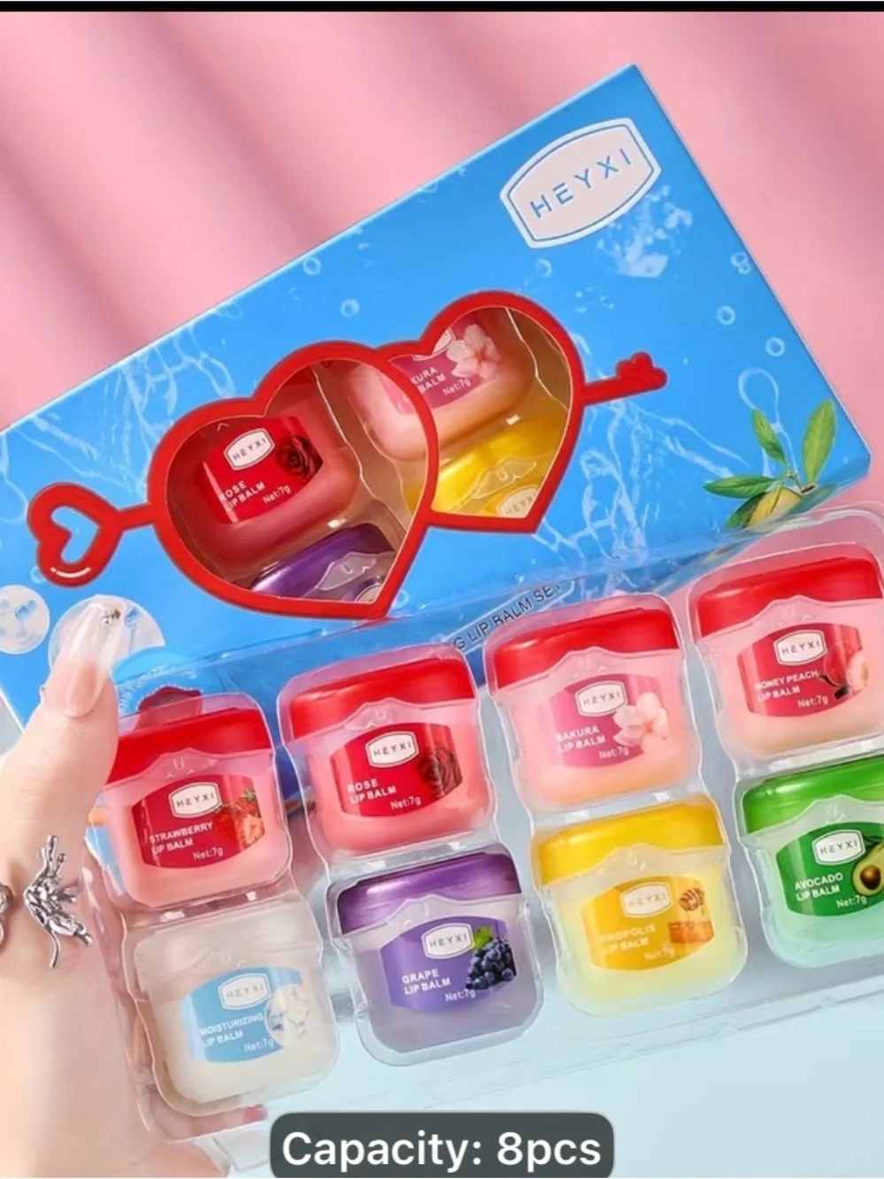 8Assorted Fruit & Floral Lip Balm. Anti-chapping mask for Smooth Lips